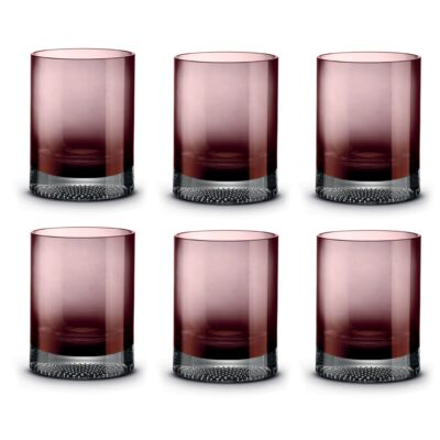 Súprava 6 fialových pohárov z bodkovaného skla 350 ml