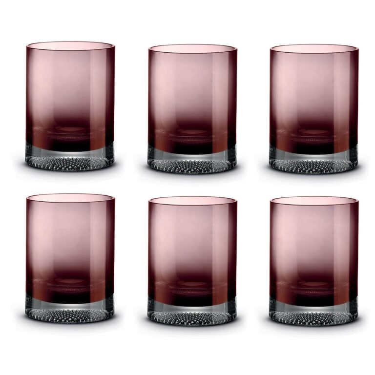 Súprava 6 fialových pohárov z bodkovaného skla 350 ml