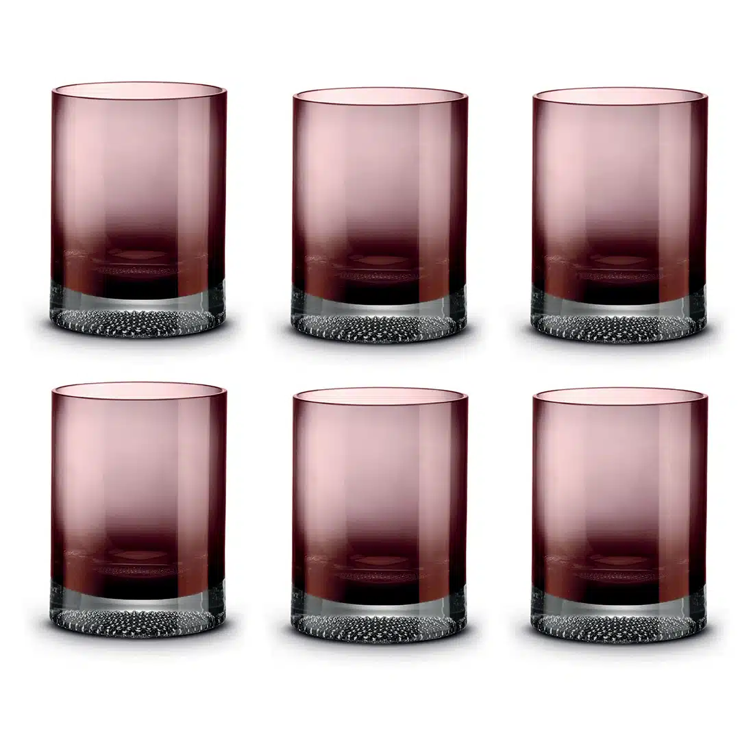 Súprava 6 fialových pohárov z bodkovaného skla 350 ml