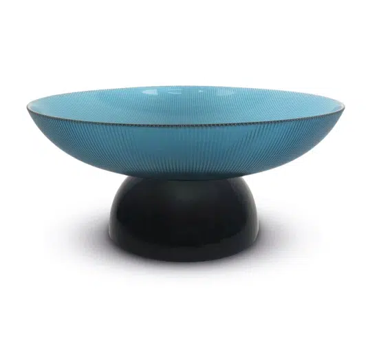 Sklenená misa 35x17 cm dvojtónne modročierna