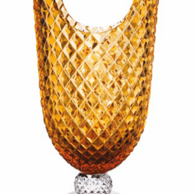 Krištáľová váza jantárovej farby Tun 45 cm