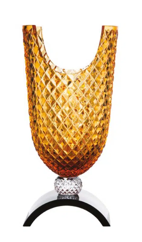 Krištáľová váza jantárovej farby Tun 45 cm