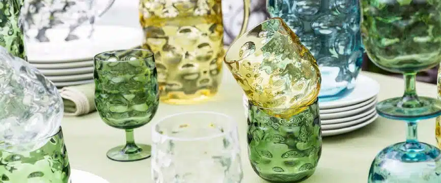 Poháre na stopke Murano 360 ml zelená – Obrázok 2