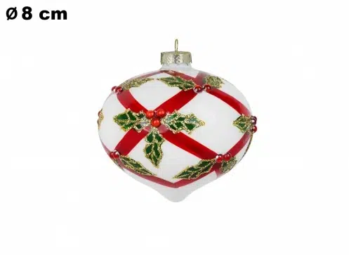 Vianočná guľa s ručne kresleným imelom - sada 6 ks 8 cm