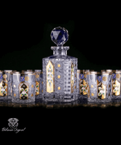 Set krištáľová brúsená karafa whisky Laura ručná maľba 1 + 6 pohárov