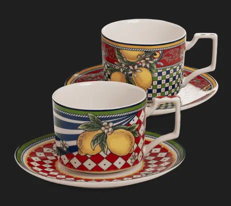 Darčeková krabička Amalfi s dvoma šálkami na cappuccino s objemom 220 ml a podšálkami