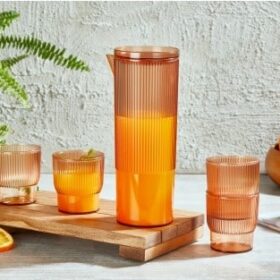 Sada karafy 1500 ml+4 oranžové poháre