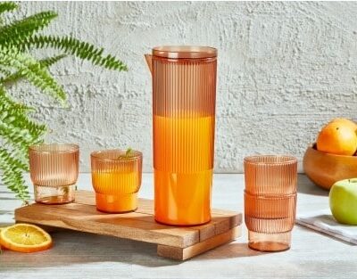 Sada karafy 1500 ml+4 oranžové poháre