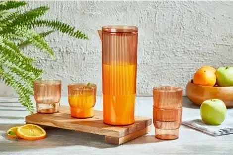 Sada karafy 1500 ml+4 oranžové poháre