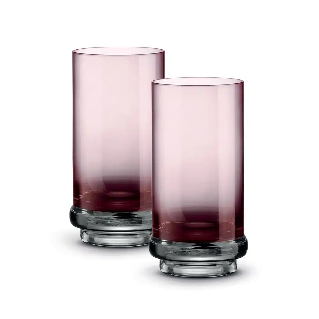 Sada 2 pohárov na nápoje z fialového skla 370 ml